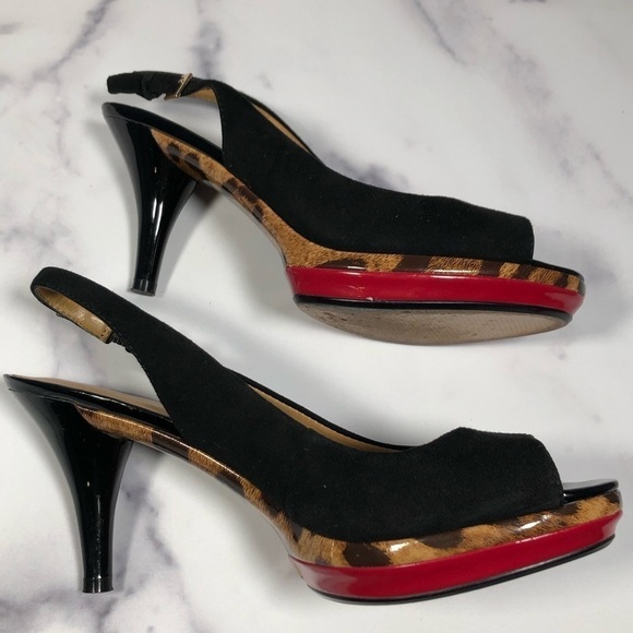 Nine West Sharina Leopard Bottom Slingback Shoes, Size 7M - Picture 3 of 10